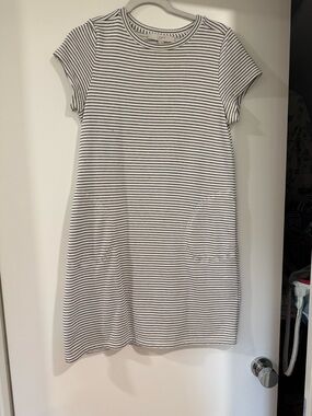 LOFT Black and White Striped Mini Dress